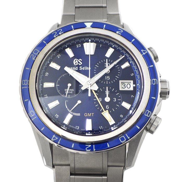 グランドセイコー Grand Seiko 腕時計 エボリューション9 SBGC249 15周年記念 世界700本限定モデル(国内300本) クロノグラフ GMT ブルー文字盤 チタン スプリングドライブ 自動巻き 【箱・保付き】 【中古】