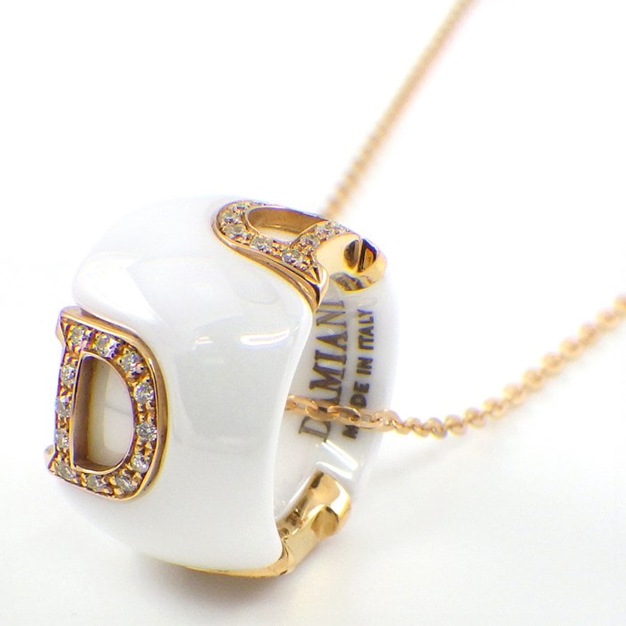 ダミアーニ DAMIANI ネックレス D.ICON ディ アイコン パヴェ ダイヤモンド K18PG ホワイト セラミック 【中古】