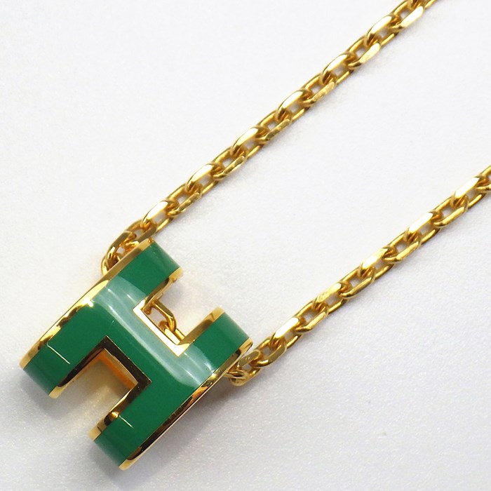 エルメス HERMES ネックレス ミニ ポップH ポップアッシュ マラカイト H147992F 83 GP グリーン ラッカー 【中古】
