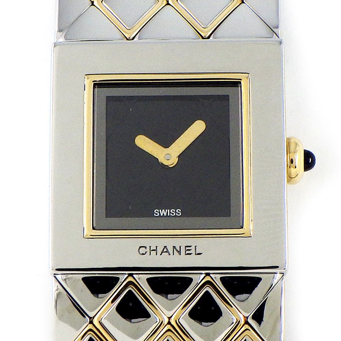 シャネル CHANEL 腕時計 マトラッセ H0475 スクエア ブラック 文字盤 K18YG SS クオーツアナログ 【中古】