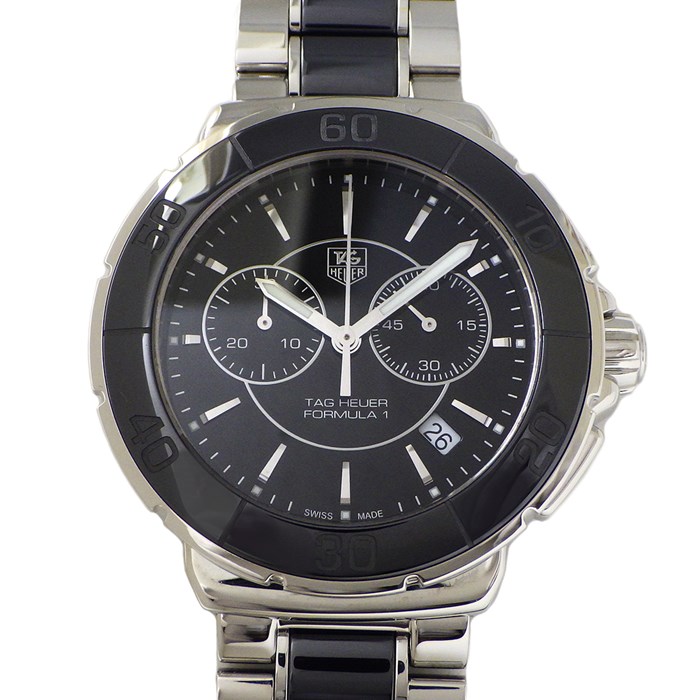 タグ・ホイヤー TAG Heuer 腕時計 フォーミュラ1 CAH1210.BA0862 カレンダー クロノグラフ スモールセコンド 夜光針 ブラック セラミック SS クオーツアナログ 【中古】