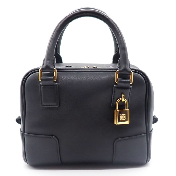 ロエベ LOEWE ハンドバッグ ショルダーバッグ アマソナ 16 スクエア ブラック ナパカーフレザー 【中古】