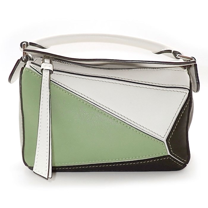 ロエベ LOEWE ハンドバッグ ショルダーバッグ パズル ミニ ホワイト ローズマリー レザー 【中古】