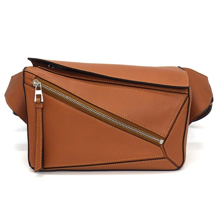 ロエベ LOEWE ボディバッグ パズル バムバッグ スモール B510P35X09 タン カーフスキン 【中古】
