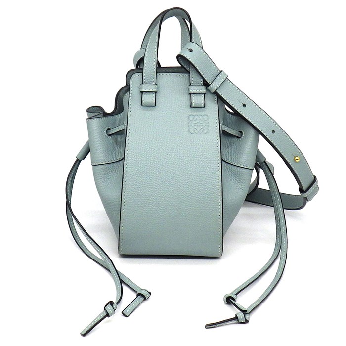 ロエベ LOEWE ショルダーバッグ ハンドバッグ ハンモック ドローストリング ミニ A538V07X10 アクア カーフスキン 【中古】