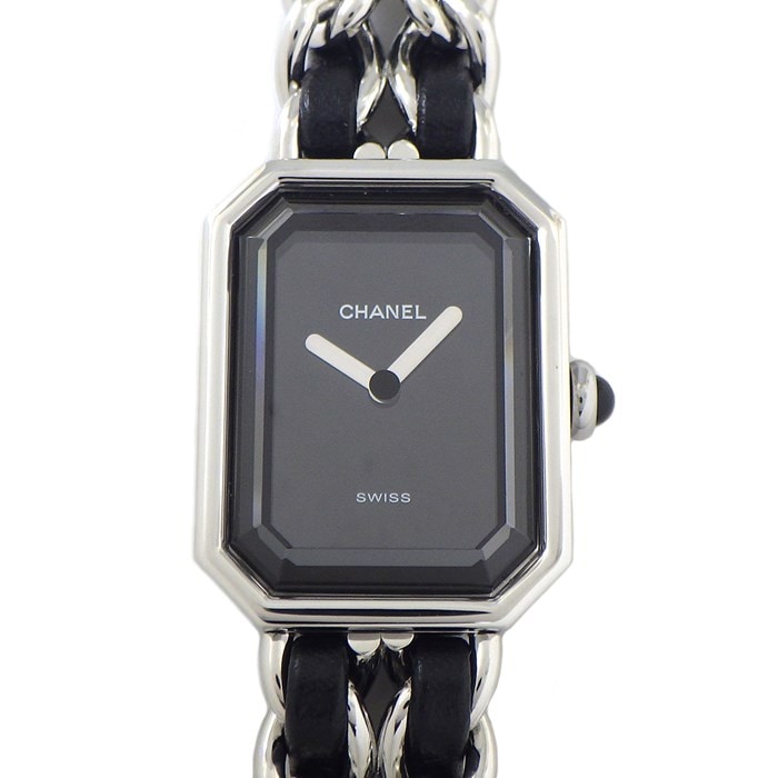 シャネル CHANEL 腕時計 プルミエール M H0451 ブラック 文字盤  レザーベルト 革 SS クオーツアナログ 【中古】