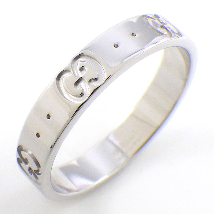 グッチ GUCCI リング アイコン スリム 660070 J8502 9000 GG ロゴ インターロッキングG K18WG 15.5号 / #16 【中古】