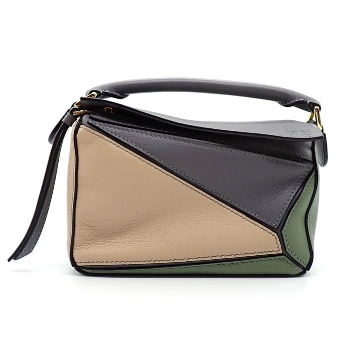 ロエベ LOEWE ショルダーバッグ パズルバッグ ミニ マルチカラー グレー  ソフトグレインカーフレザー 【中古】