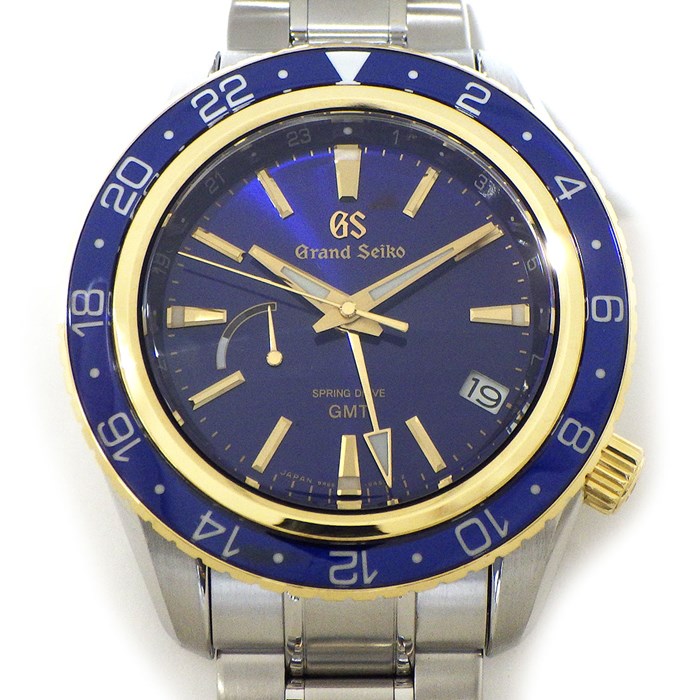 グランドセイコー Grand Seiko 腕時計 スプリングドライブ GMT スポーツコレクション SBGE248/9R66-0AW0 マスターショップ限定モデル サンレイ ブルー文字盤 デイト デュアルタイム表示 パワーリザーブ表示 K18YG SS 自動巻き 【箱・保付き】 【中古】
