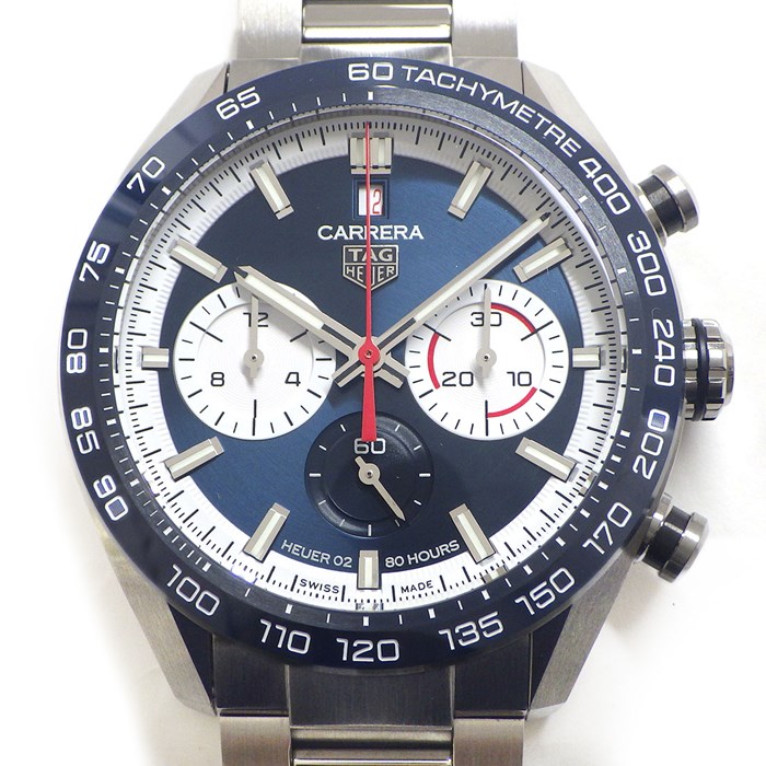 タグ・ホイヤー TAG Heuer 腕時計 カレラ スポーツクロノ CBN2A1E.BA0643 160周年記念モデル サンレイ ブルー文字盤 デイト クロノグラフ タキメーター スモールセコンド セラミック SS 自動巻き 【OH済み】　【箱・保付き】 【中古】