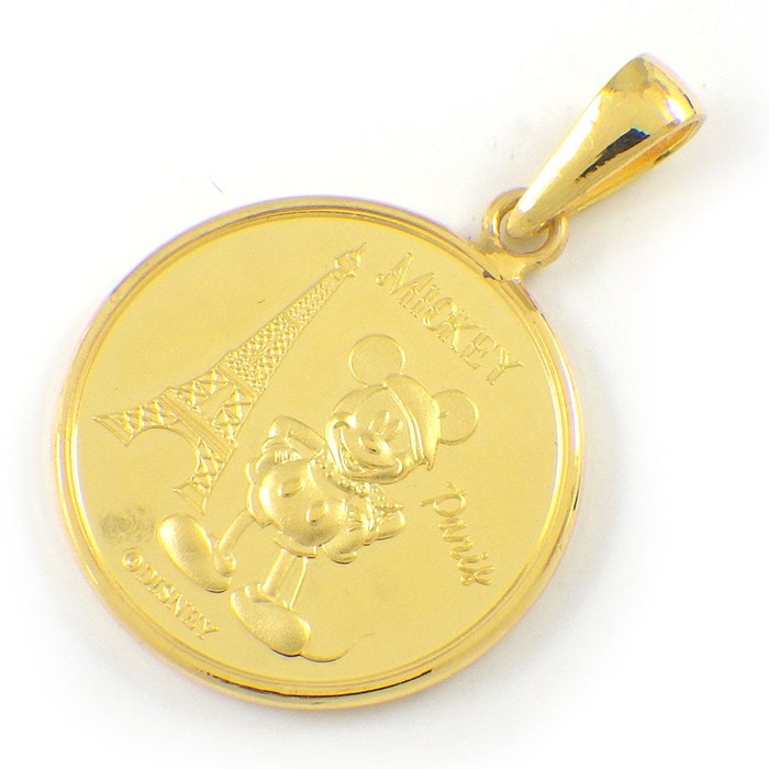 ディズニー Disney ペンダントトップ ミッキーマウス ミニーマウス 1/20oz 2024年 800枚 限定モデル メダル パリ エッフェル塔 凱旋門 K24
