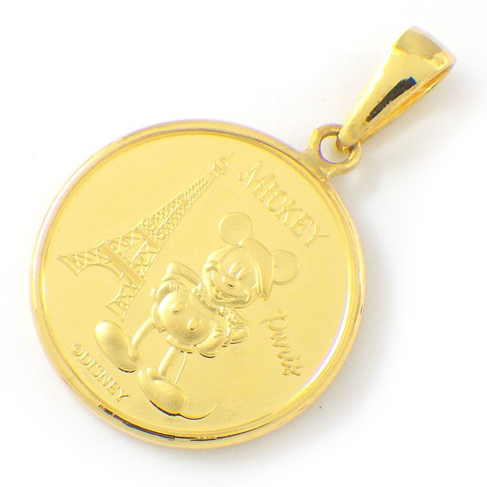 ディズニー Disney ペンダントトップ ミッキーマウス ミニーマウス 1/20oz 2024年 800枚 限定モデル メダル パリ エッフェル塔 凱旋門 K24