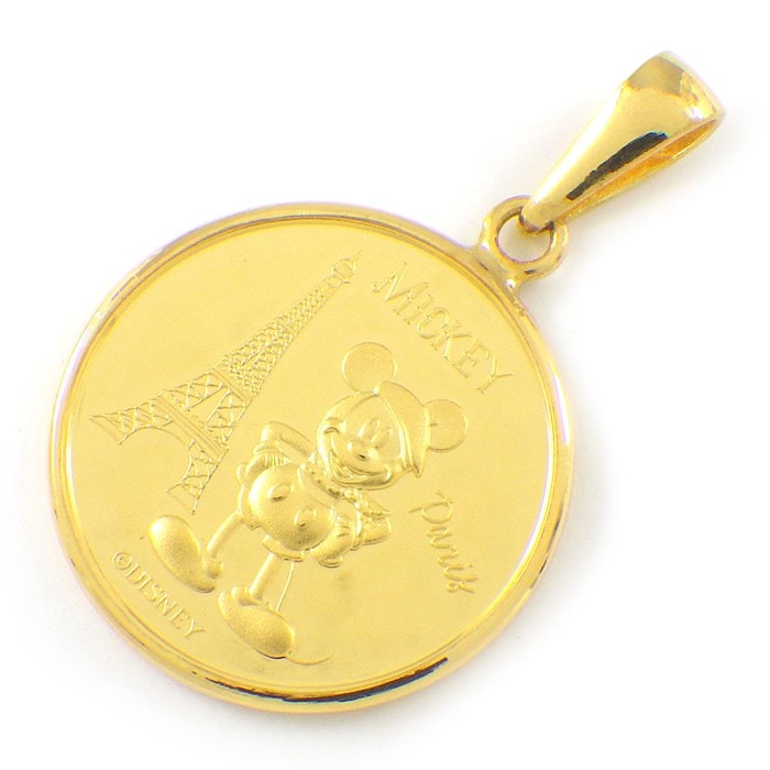 ディズニー Disney ペンダントトップ ミッキーマウス ミニーマウス 1/20oz 2024年 800枚 限定モデル メダル パリ エッフェル塔 凱旋門 K24