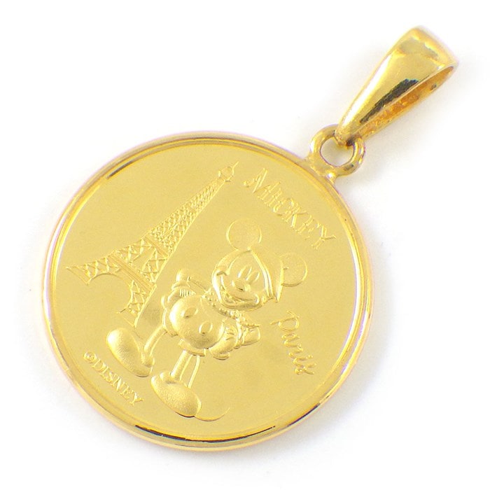 ディズニー Disney ペンダントトップ ミッキーマウス ミニーマウス 1/20oz 2024年 800枚 限定モデル メダル パリ エッフェル塔 凱旋門 K24