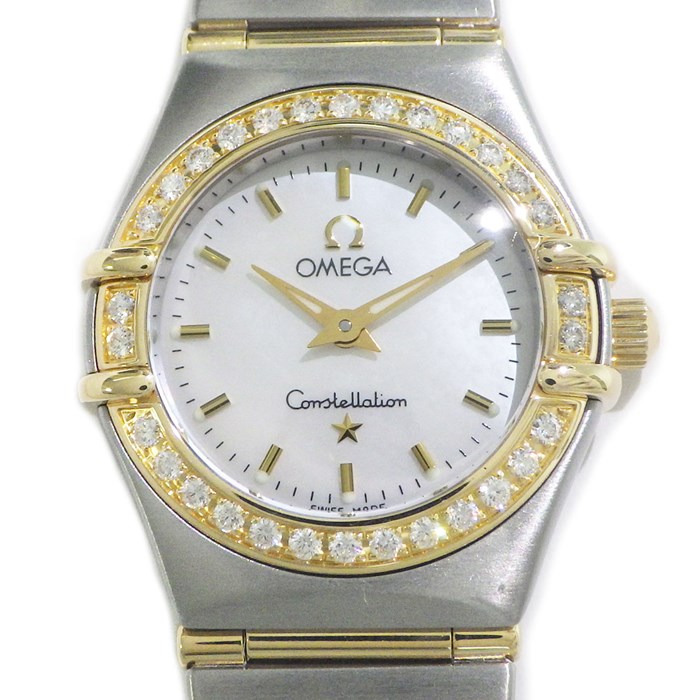 オメガ OMEGA 腕時計 コンステレーション ミニ 1267.70.00 ダイヤベゼル ホワイトシェル文字盤 K18YG SS クオーツアナログ 【箱・保付き】 【中古】