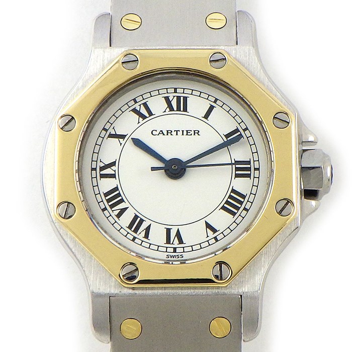 カルティエ Cartier 腕時計 サントスオクタゴン SM 6203 オクタゴン ホワイト文字盤 ローマ数字インデックス K18YG SS 自動巻き 【中古】 カルティエ Cartier 腕時計 サントスオクタゴン SM 6203 オクタゴン