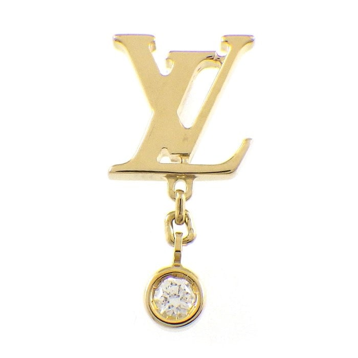 ルイ・ヴィトン LOUIS VUITTON ピアス ピュス イディール ブロッサム LV Q96495 モノグラム ロゴ モチーフ スウィング ドロップ 1ポイント ダイヤモンド 0.03ct K18YG ※片方のみ 【中古】