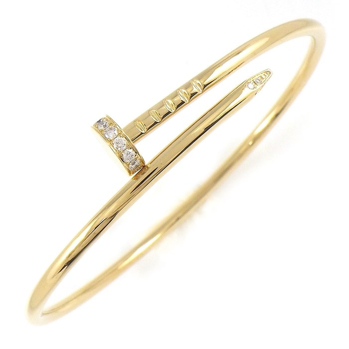 カルティエ Cartier バングル ジュスト アン クル SM B6066116 釘モチーフ 20ポイント ダイヤモンド 計0.18ct K18YG / #16 【中古】