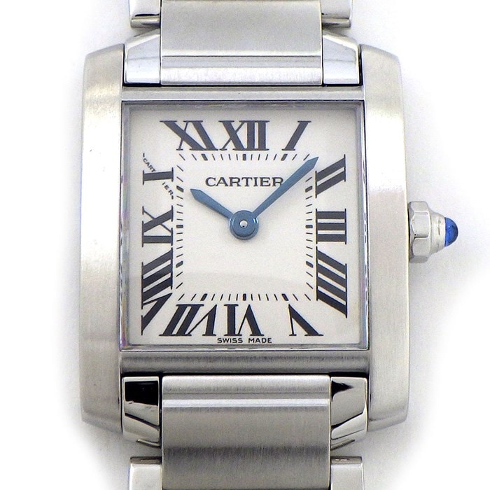 カルティエ Cartier 腕時計 タンク フランセーズ SM W51008Q3 スクエア アイボリー文字盤 ローマンインデックス SS クオーツアナログ 【中古】