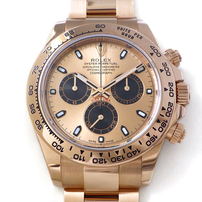 ロレックス Rolex 腕時計 コスモグラフ デイトナ 116505 ルーレット刻印 クロノグラフ タキメーター スモールセコンド サンレイ ピンクゴールド文字盤 エバーローズゴールド 自動巻き 【箱・保付き】 【中古】