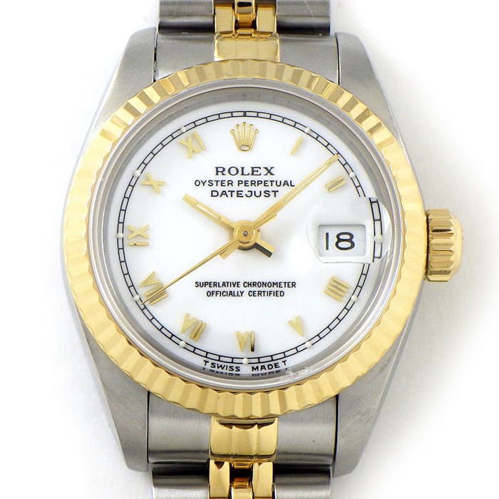 ロレックス Rolex 腕時計 デイトジャスト 69173 X番 1991年 ホワイト文字盤 白 ローマンインデックス K18YG SS 自動巻き 【箱・保付き】 【中古】