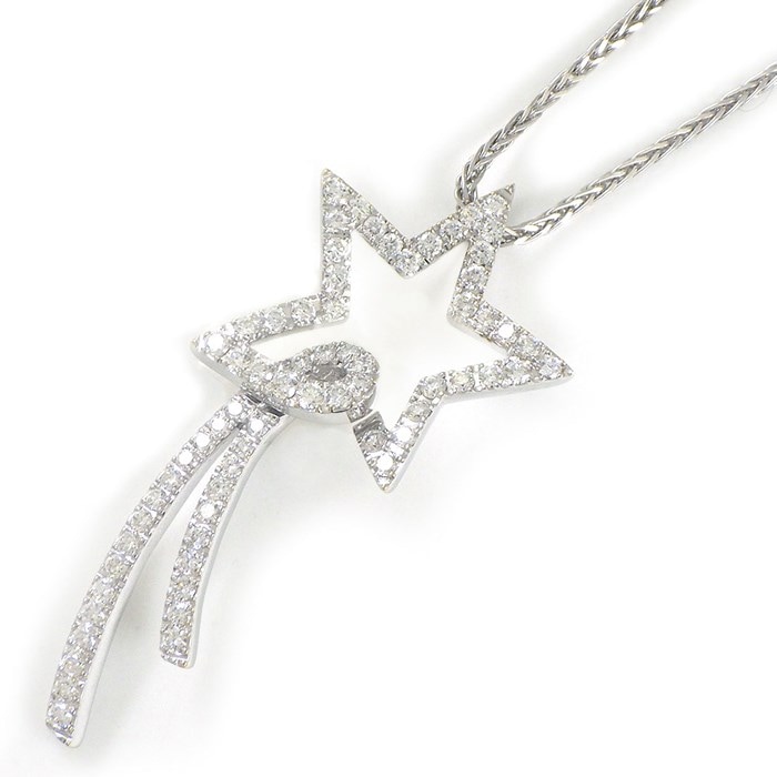 【ダイヤモンド】 ネックレス スターモチーフ ダイヤモンド 計0.80ct K18WG 【中古】