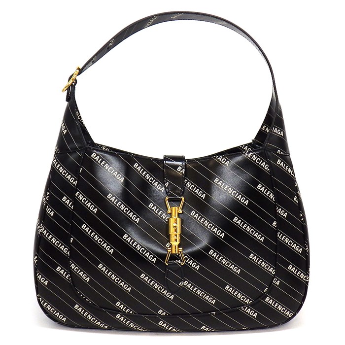 グッチ×バレンシアガ Gucci x Balenciaga ショルダーバッグ ハンドバッグ Hacker Project ジャッキー 1961 ミディアム 636712 UO40G 1089 ブラック ホワイト レザー 【中古】