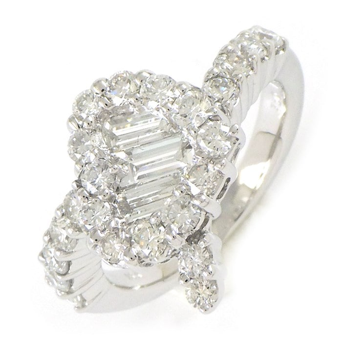 クイーン Queen リング ハートモチーフ パヴェ ダイヤモンド 1.31ct K18WG 8号 【中古】