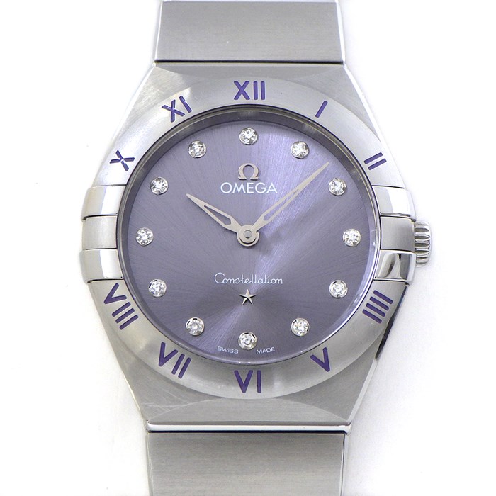 オメガ OMEGA 腕時計 コンステレーション 131.10.28.60.60.002 12ポイント ダイヤインデックス サンレイ パープル文字盤 SS クオーツアナログ 【箱・保付き】 【中古】