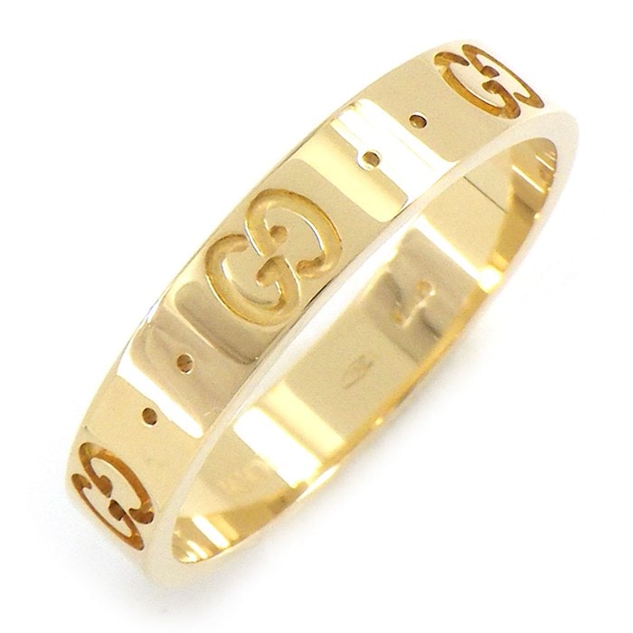  グッチ GUCCI リング アイコン 660070 J8500 8000 インターロッキングG GGロゴ K18YG 17.5号 / #18 【中古】