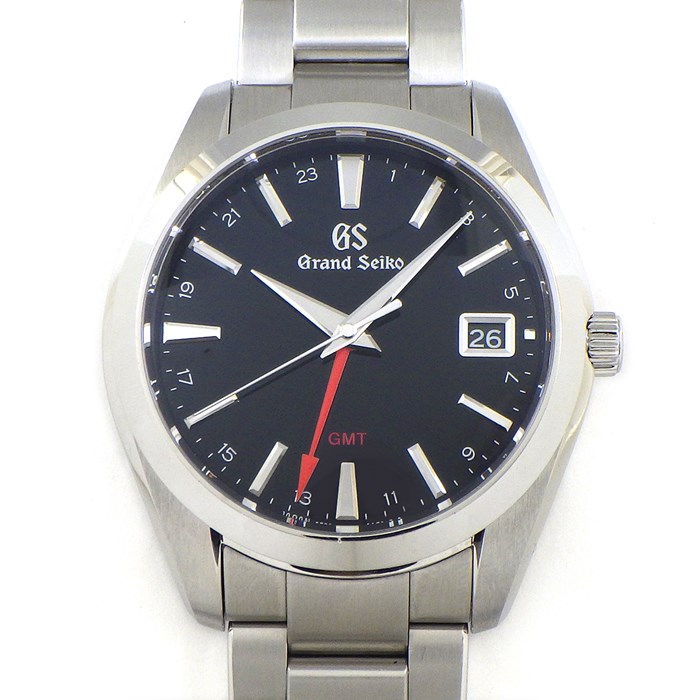 グランドセイコー Grand Seiko 腕時計 ヘリテージ コレクション 40mm SBGN013/9F86-0AF0 GMT デイト ブラック文字盤 SS クオーツアナログ 【中古】