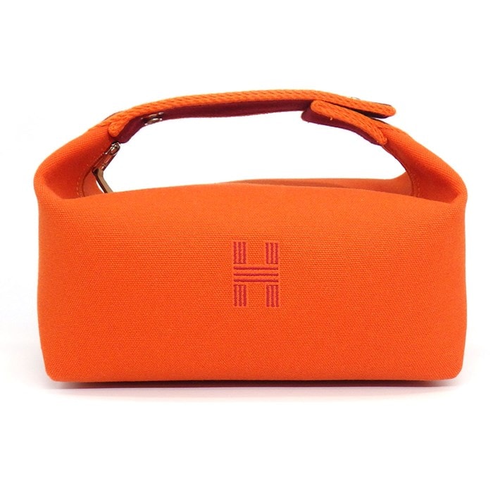 エルメス HERMES ハンドバッグ ブリッドアブラック PM オレンジフー トワル H キャンバス シルバー金具 【中古】