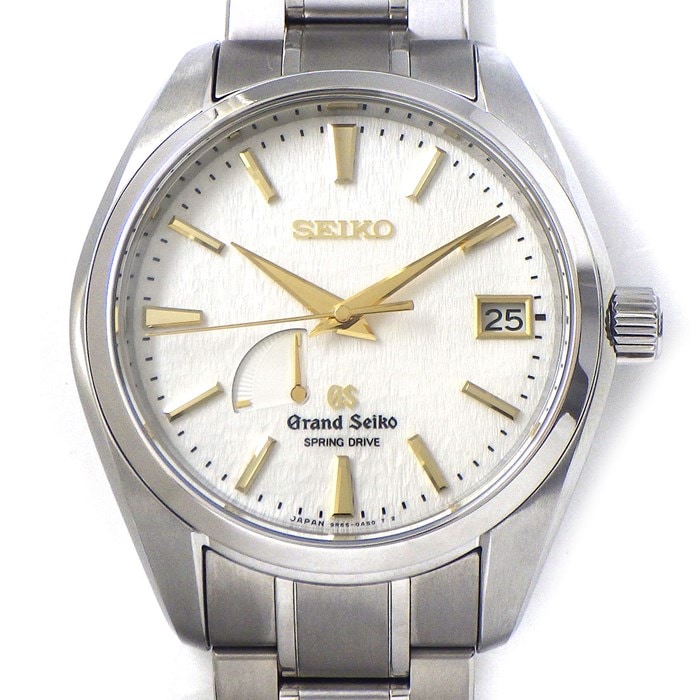 グランドセイコー Grand Seiko 腕時計 SBGA059 9R65-0AE0 雪白 ホワイト文字盤 マスターショップ限定 デイト 裏スケ パワーリザーブ表示 チタン スプリングドライブ 【中古】