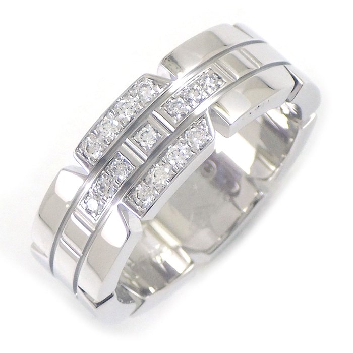  カルティエ Cartier リング タンク フランセーズ ダイヤモンド K18WG 10号 / #50 【中古】