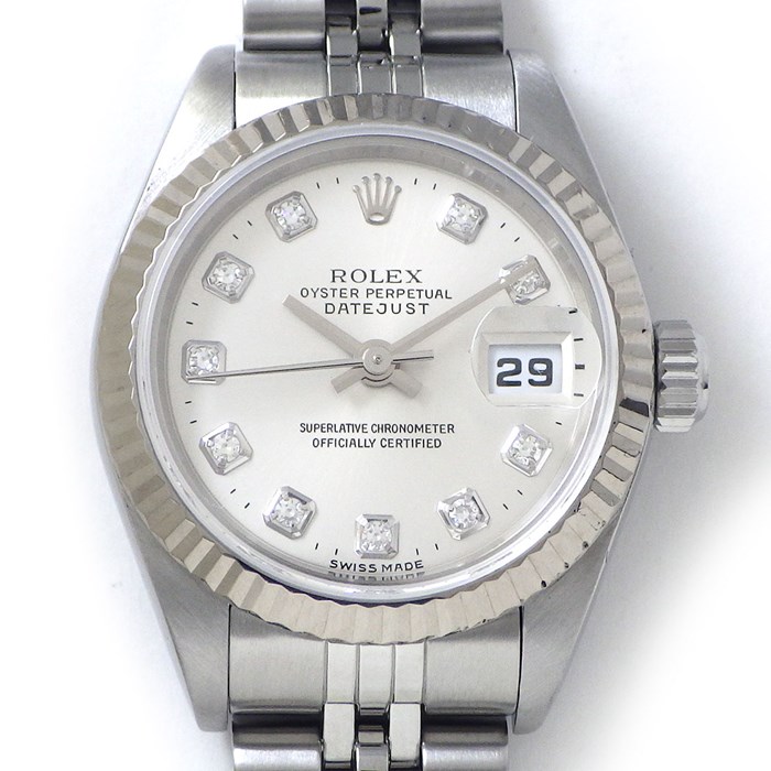ロレックス Rolex 腕時計 デイトジャスト 79174G P番 2000年 10ポイント ダイヤインデックス シルバーサンレイ文字盤 デイト K18WG SS 自動巻き 【中古】