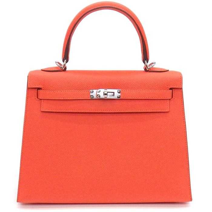 エルメス HERMES ハンドバッグ ショルダーバッグ ケリー 25 W刻印 2024年 オレンジフィールド エプソン シルバー金具 【中古】