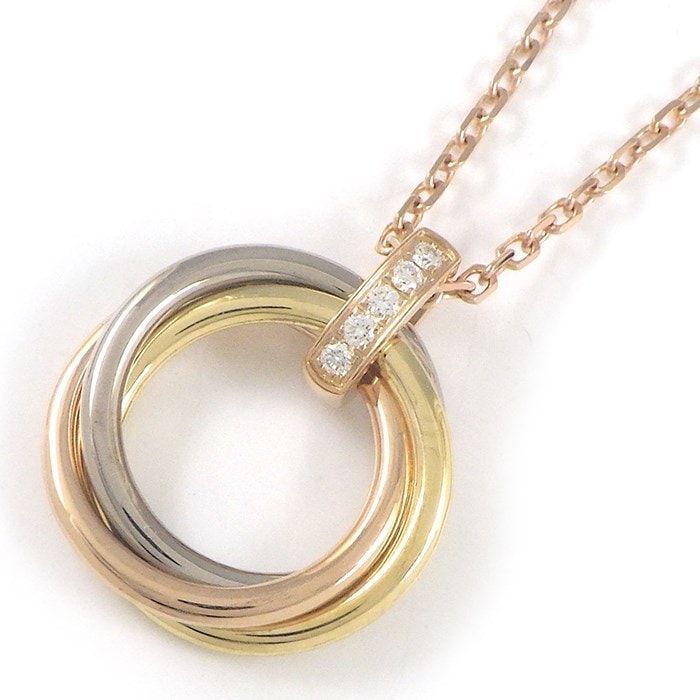 カルティエ Cartier ネックレス トリニティ トリプル サークル スリーカラー 5ポイント ダイヤモンド K18PG K18WG K18YG 【箱・保付き】 【中古】