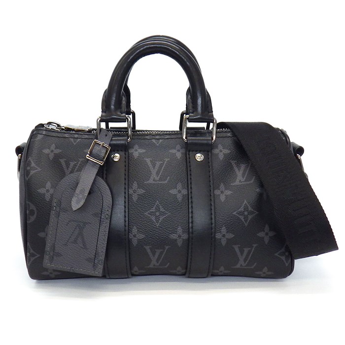 ルイ・ヴィトン Louis Vuitton ショルダーバッグ ハンドバッグ キーポル バンドリエール 25 M46271 ブラック グレー モノグラム エクリプス リバース キャンバス レザー シルバー金具 【中古】