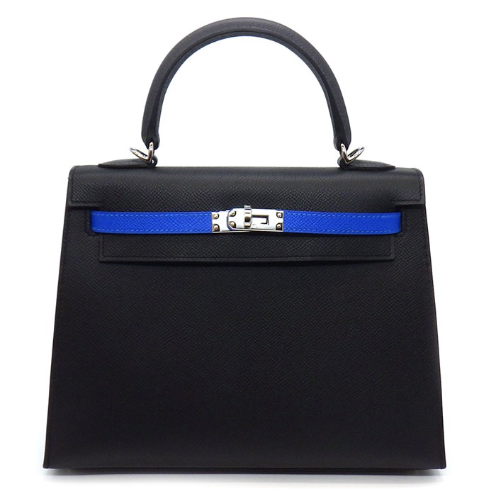 エルメス HERMES ハンドバッグ ショルダーバッグ ケリー 25 トリコロール K刻印 2025年 ブラック ブルーイドラ アルドワーズ エプソン シルバー金具 【中古】