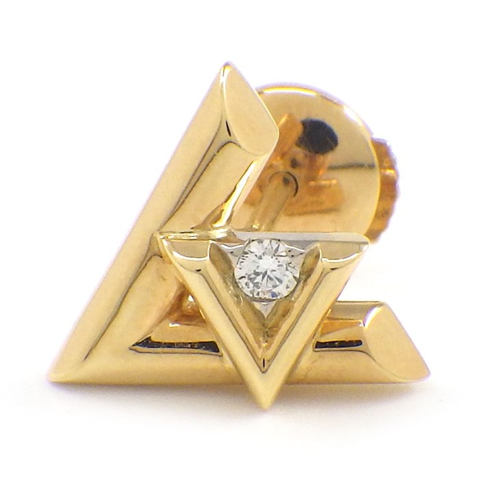 ルイ・ヴィトン LOUIS VUITTON ピアス ピアス LV ヴォルト ワン Q96969 モノグラム ロゴ ダイヤモンド 0.02ct K18YG ※片方のみ 【中古】