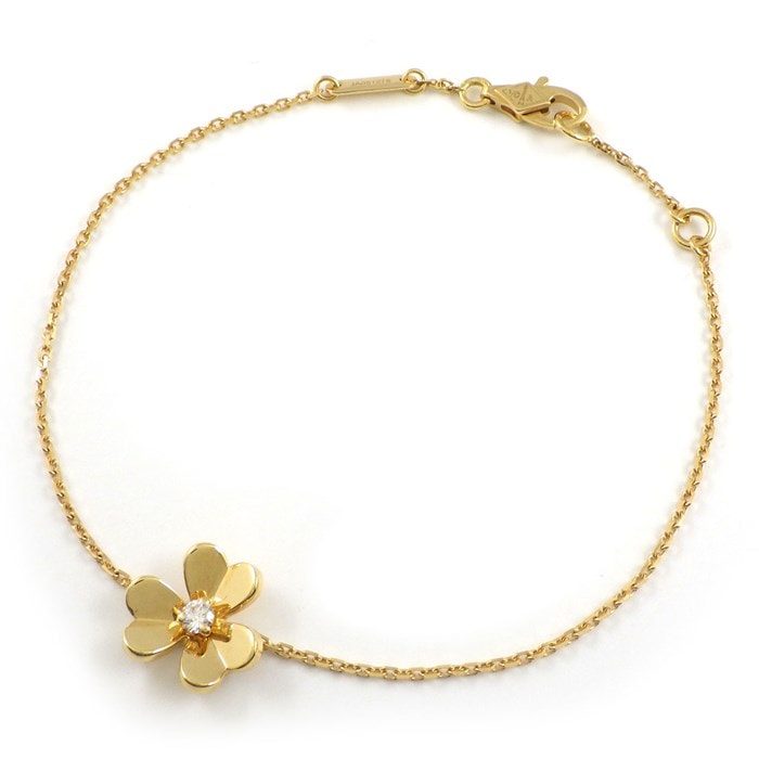 ヴァンクリーフ＆アーペル Van Cleef & Arpels ブレスレット フリヴォル ミニモデル VCARPJMM00 フラワー 1ポイント ダイヤモンド 0.05ct K18YG 【中古】
