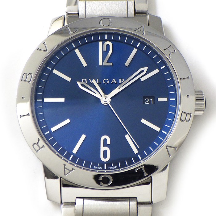 ブルガリ BVLGARI 腕時計 ブルガリブルガリ BB41S ロゴべセル サンレイ ブルー文字盤 デイト 裏スケ SS 自動巻き 【箱・保付き】 【中古】