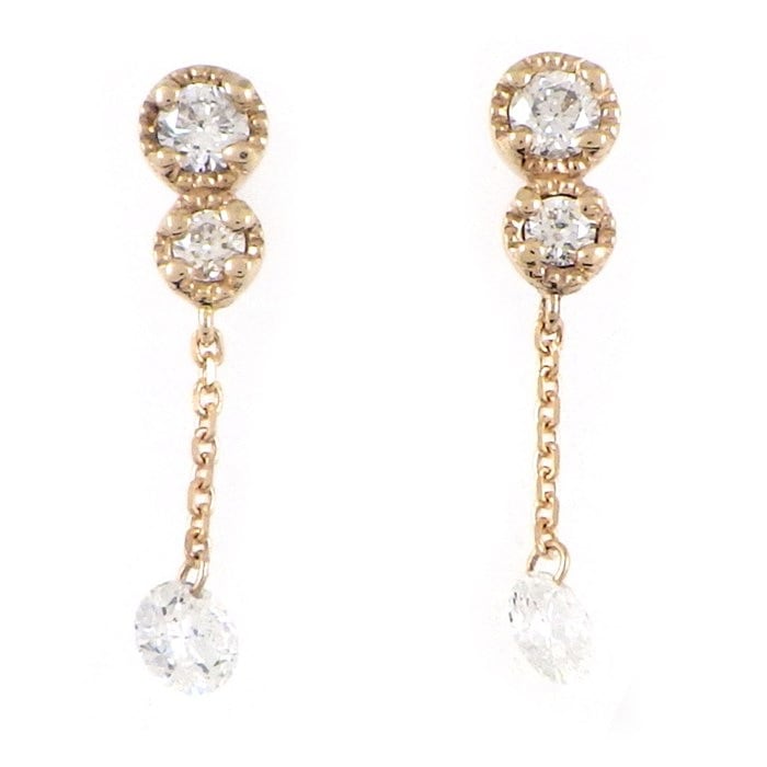 【ダイヤモンド】 ピアス スウィング ドロップ ストリングホール ダイヤモンド 0.11ct / 0.11ct ダイヤモンド 0.14ct / 0.14ct K18PG 【中古】
