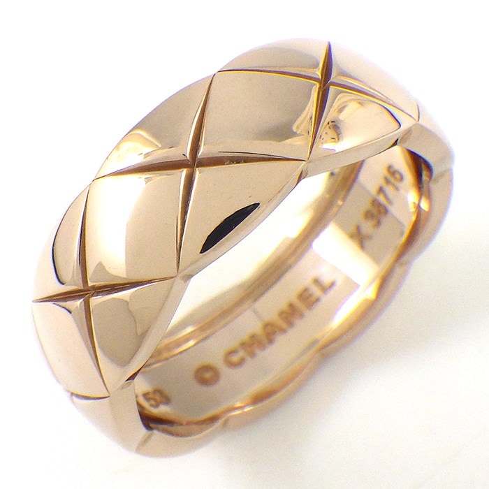 シャネル CHANEL リング ココ クラッシュ ミディアムモデル J10817 マトラッセ キルティング K18BG 13号 / #53 【中古】