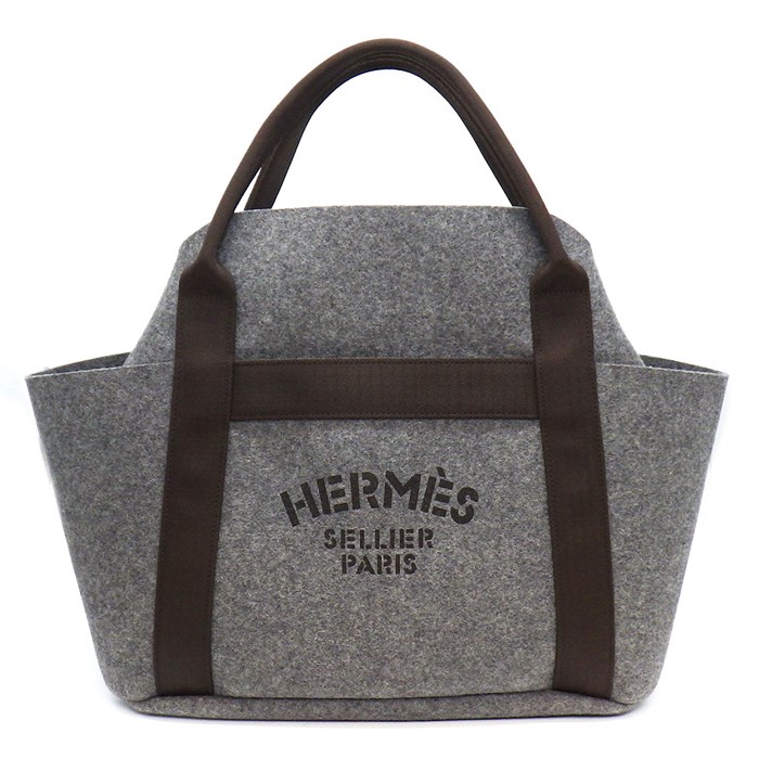 エルメス HERMES トートバッグ ショルダーバッグ サックド パンサージュ グルーム2 トート Y刻印 アシエ ウール ポリアミド レザー シルバー金具 【中古】