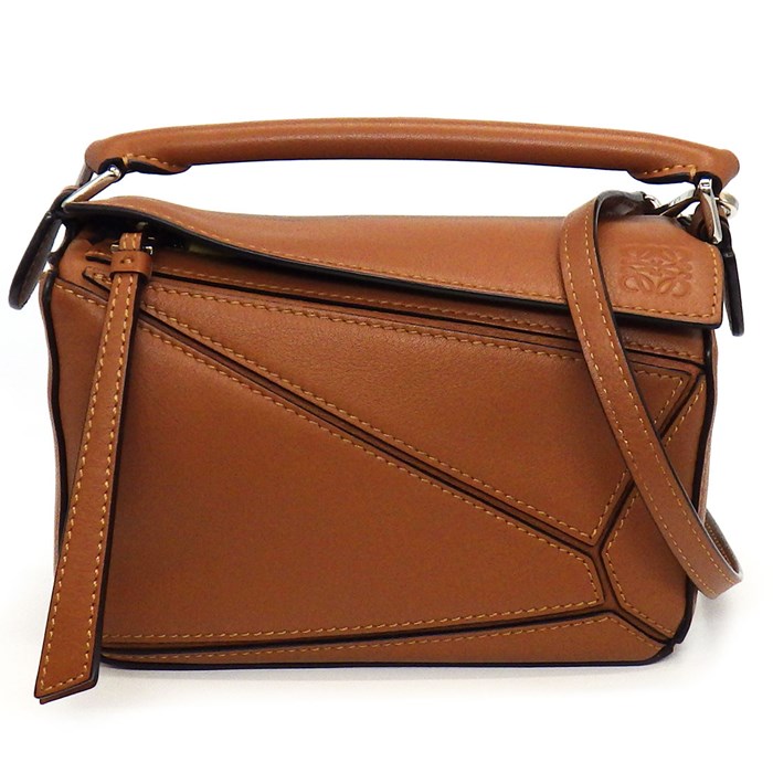 ロエベ LOEWE ハンドバッグ ショルダーバッグ パズル エッジバッグ ミニ A510P88X262530 タン クラシック カーフスキン シルバー金具 【中古】