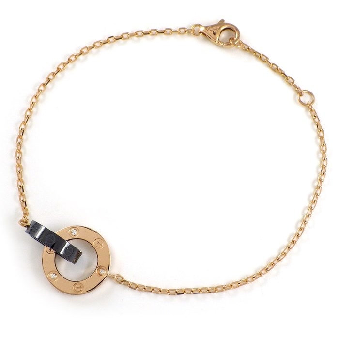 カルティエ Cartier ブレスレット ラブ サークル リンク ダイヤモンド K18PG ブラック セラミック 黒 【中古】