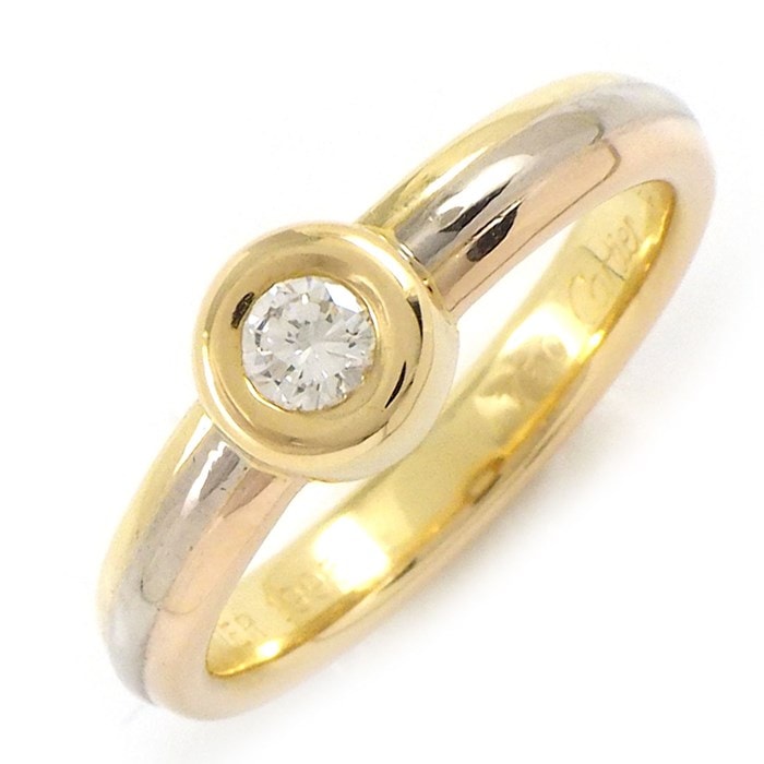 カルティエ Cartier リング モノストーン スリーカラー 1ポイント ダイヤモンド K18PG K18WG K18YG 11号 / #52 【中古】