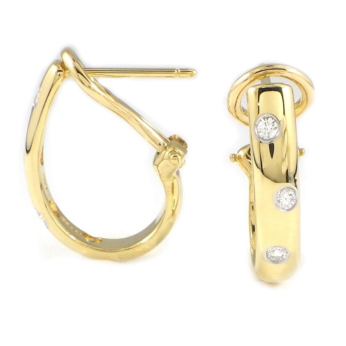 ティファニー Tiffany & Co. ピアス ドッツ ドロップ フープ 8ポイント ダイヤモンド K18YG PT950 【中古】