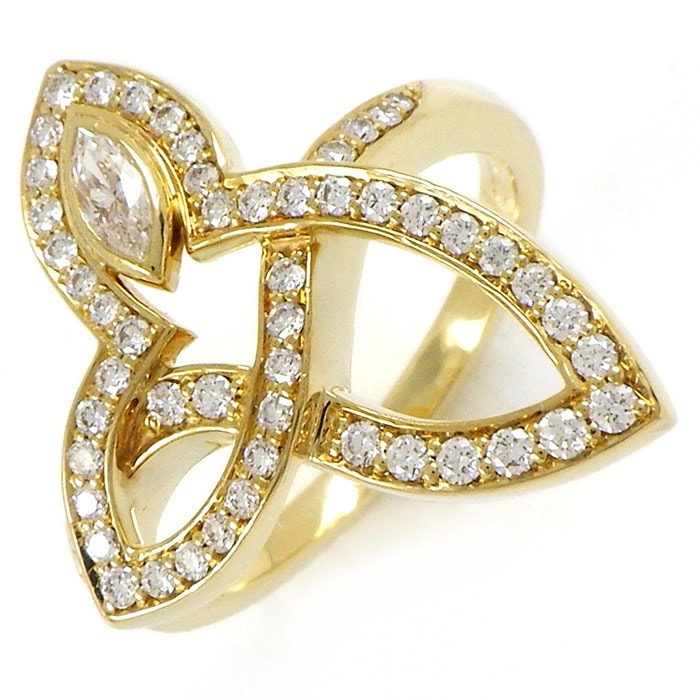ハリーウィンストン HARRY WINSTON リング リリークラスター FRDYMQRFLC リーフ 1ポイント マーキスカット ダイヤモンド 54ポイント ラウンド ダイヤモンド 計0.41ct K18YG 12号 【中古】